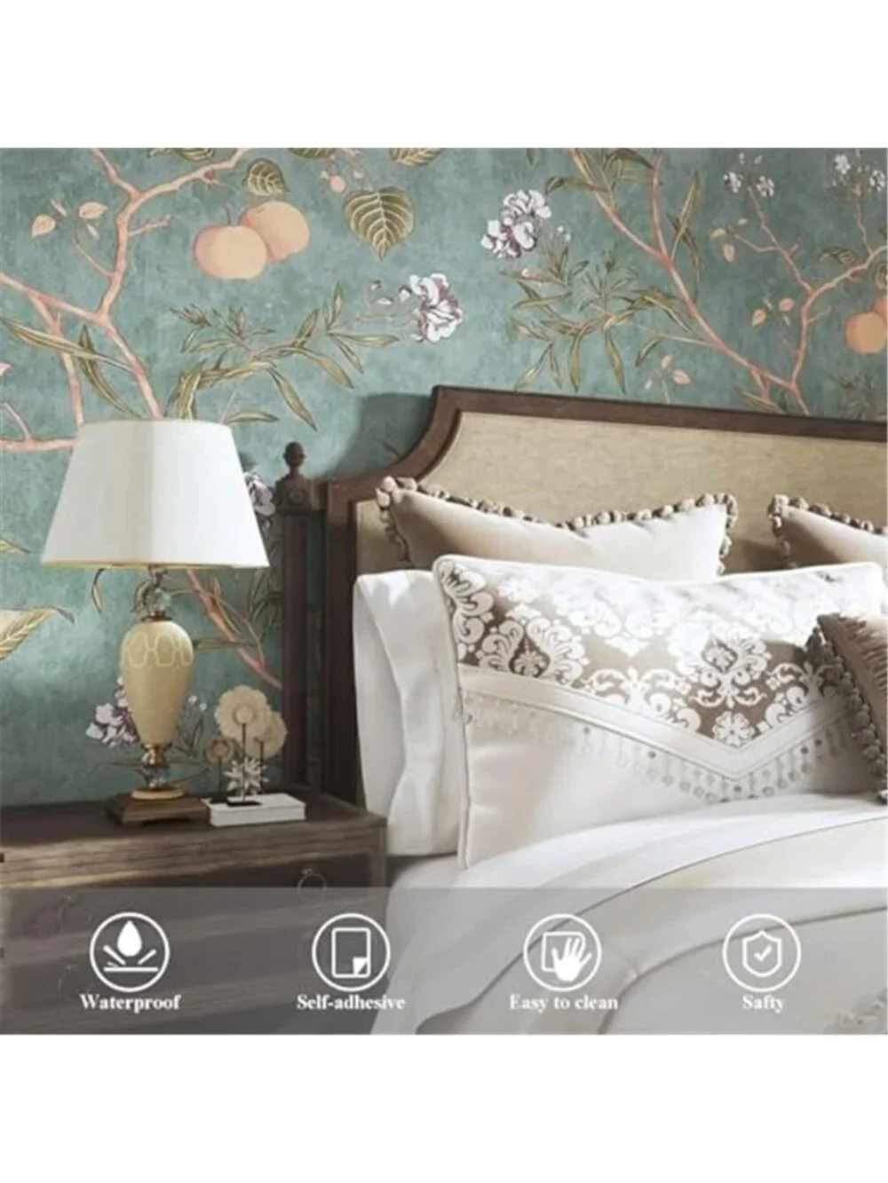 Green Floral Bird Peel Stick Wallpaper Vintage Vinyl Removable Contact Paper
